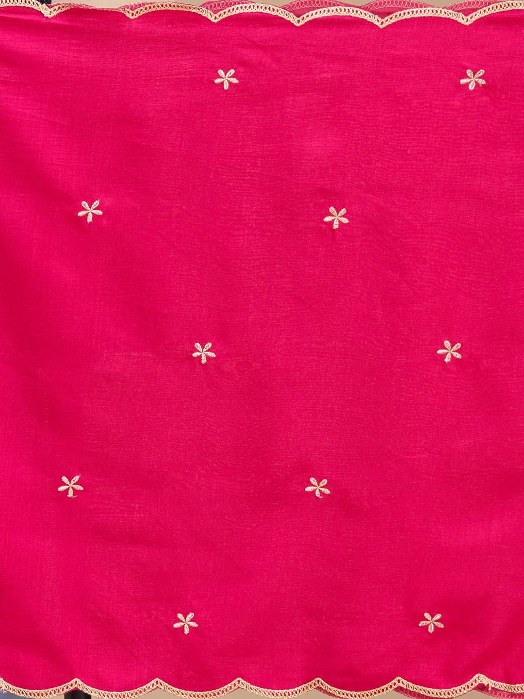 Rani Pink Zariwork (Gold) Soft Raw Silk Readymade Salwar Suit