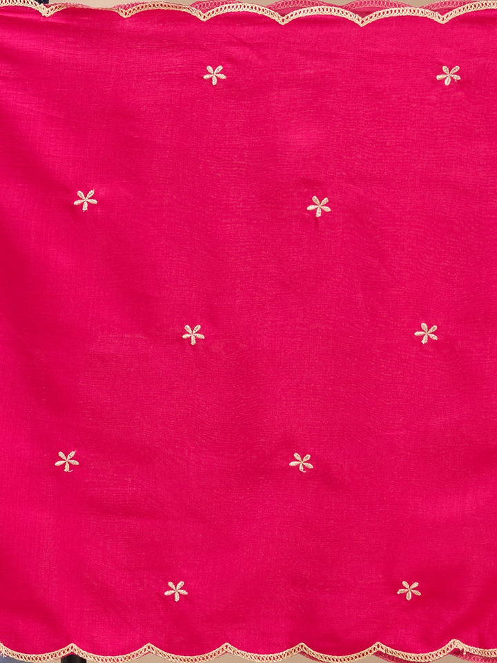 Rani Pink Zariwork (Gold) Soft Raw Silk Readymade Salwar Suit
