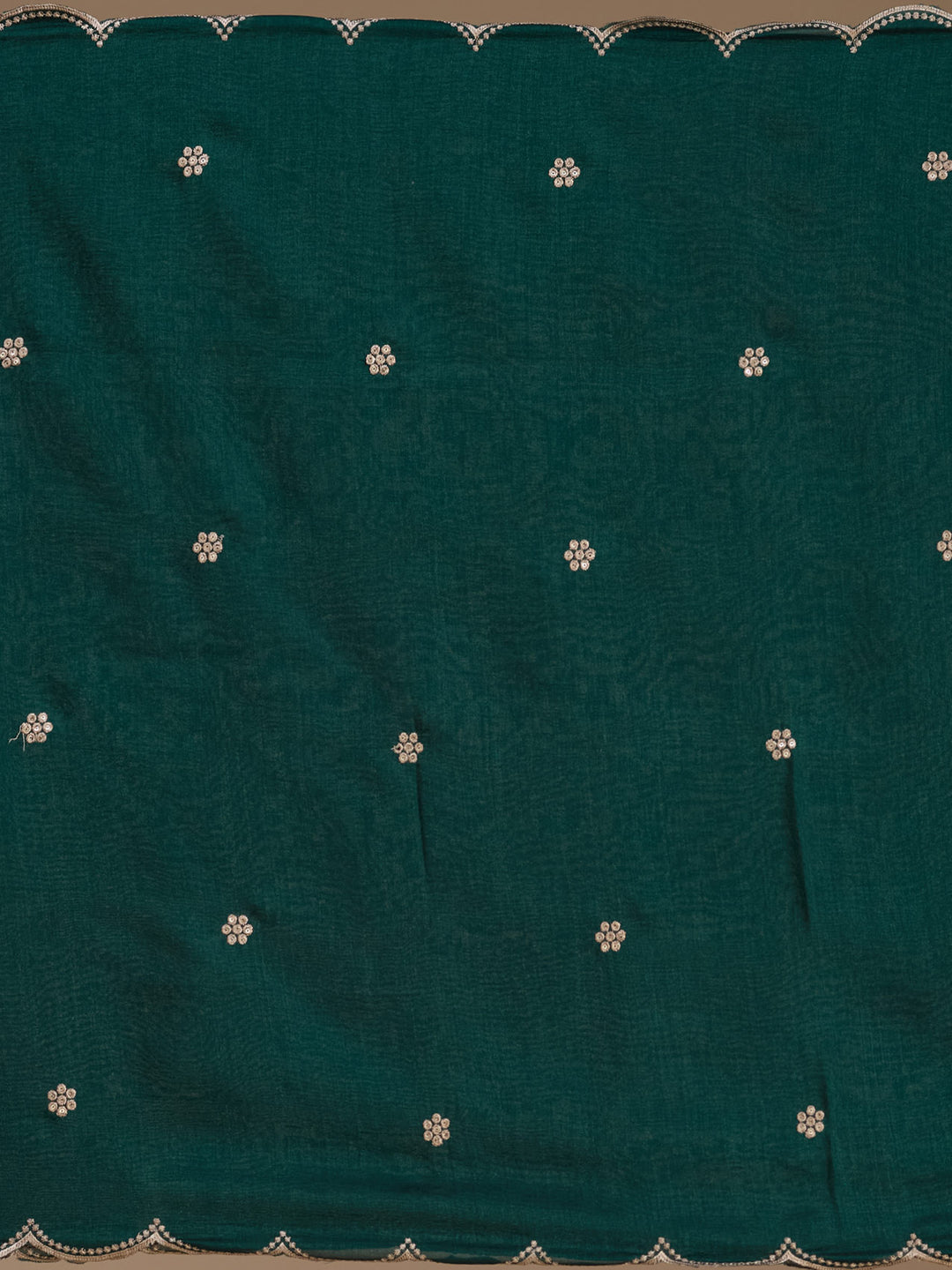 Bottle Green Soft Raw Silk Threadwork Anarkali Kurta With Regular Pant And Dupatta