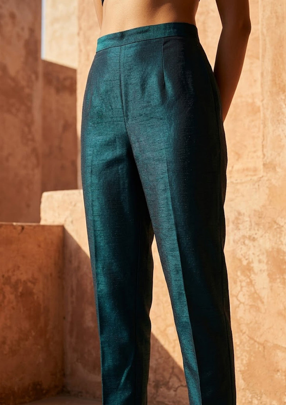 Navy Blue Threadwork Soft Raw Silk Readymade Salwar Suit