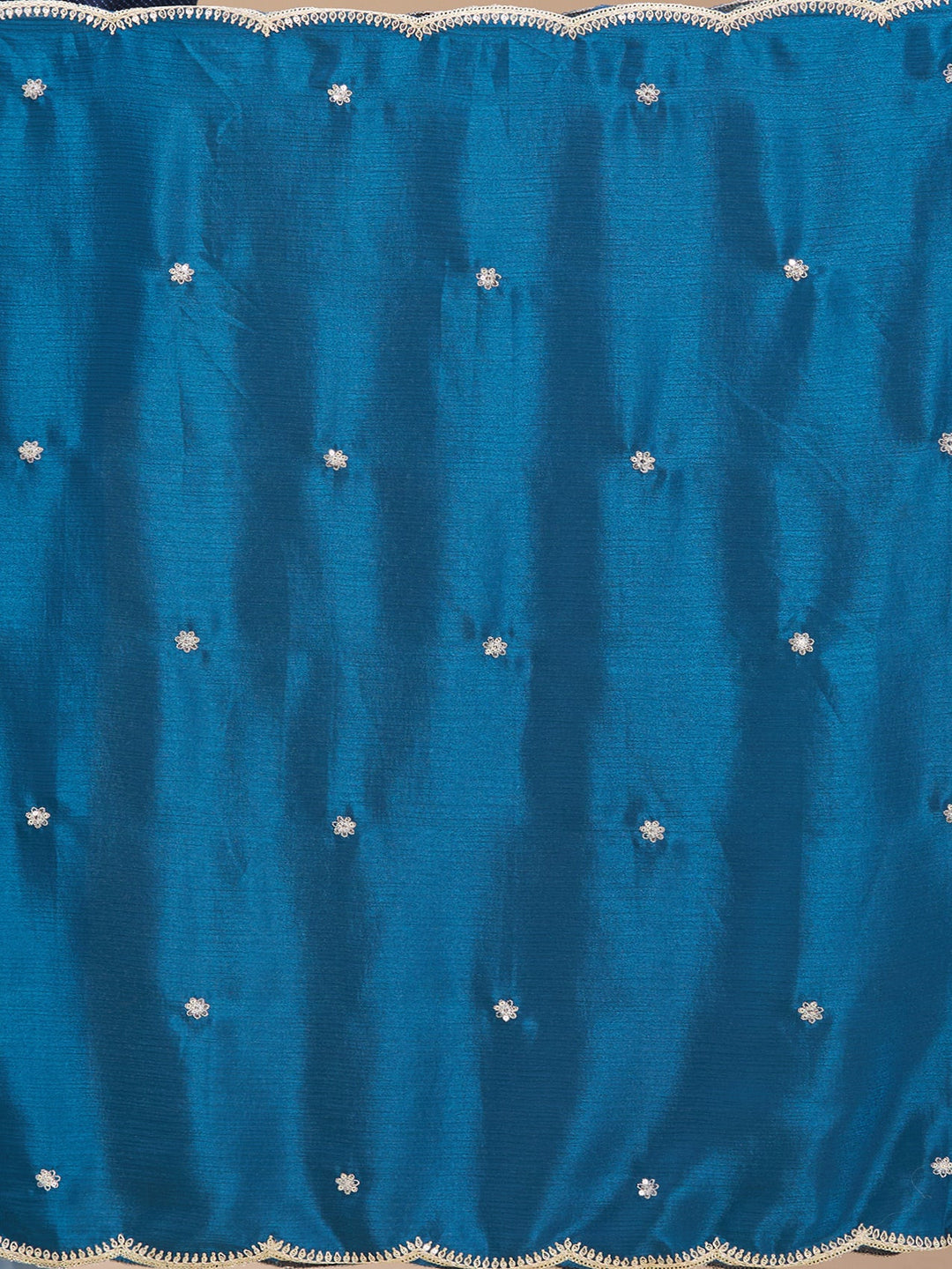 Peacock Blue Zariwork (Gold) Chinon Readymade Salwar Suit