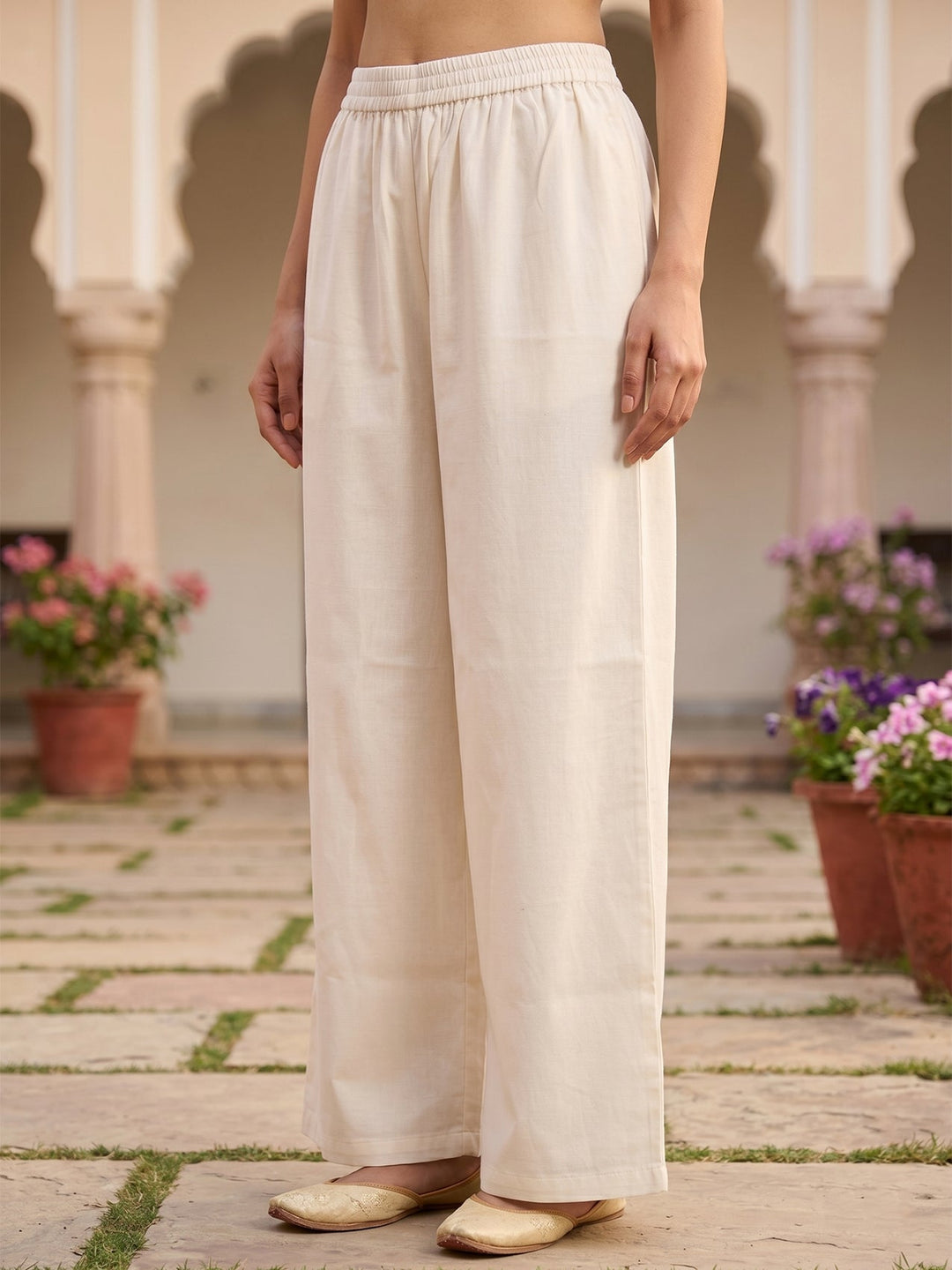 Off White Cording Art Silk Readymade Salwar Suit