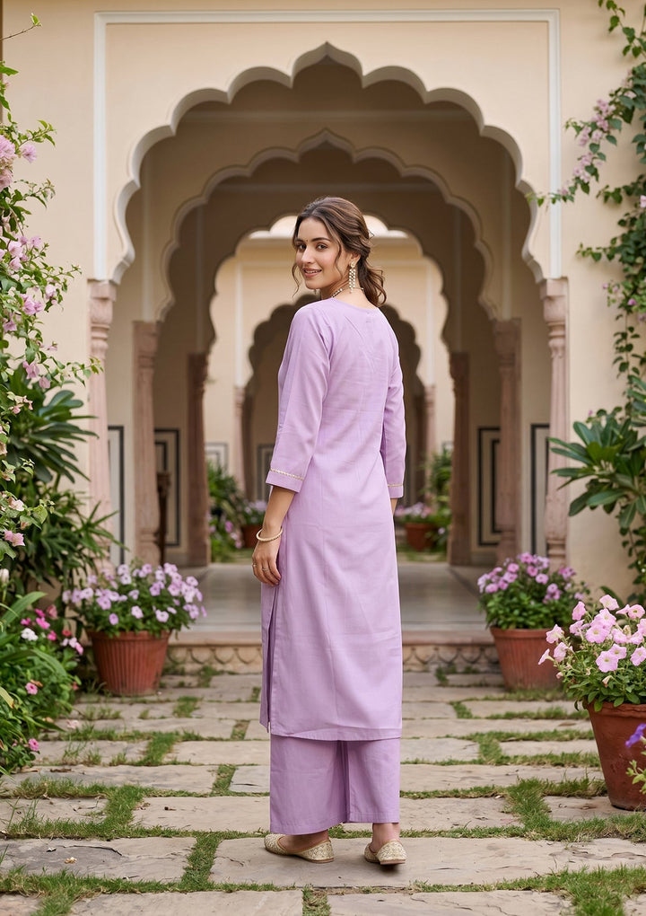 Lavender Cording Art Silk Readymade Salwar Suit