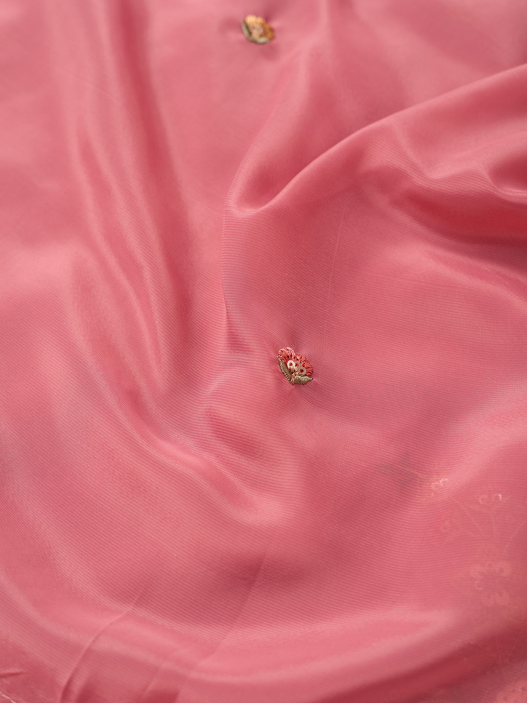 Onion Pink Semi Crepe Threadwork Straight Kurta With Pant Regular And Dupatta