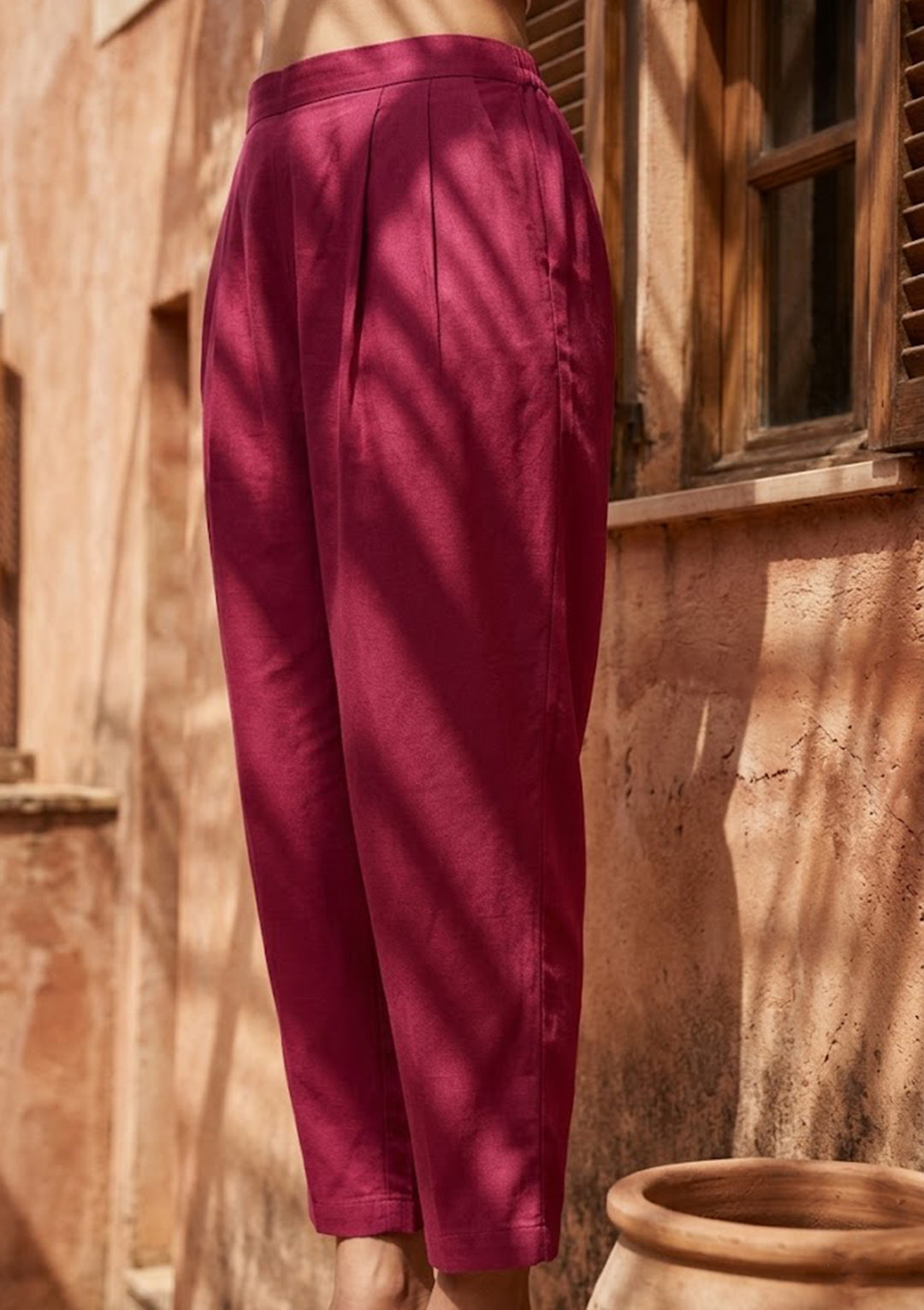 Pink Semi Crepe Threadwork Straight Kurta With Regular Pant And Dupatta