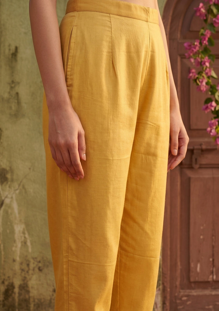 Mustard Threadwork Semi Crepe Readymade Salwar Suit