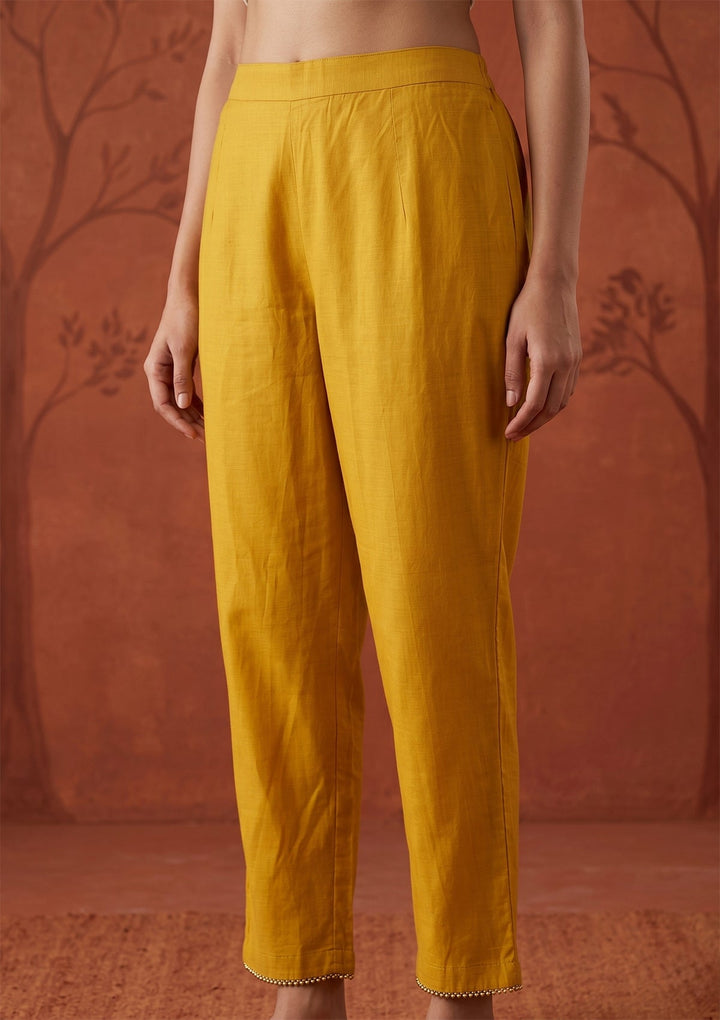 Mustard Threadwork Art Silk Readymade Salwar Suit