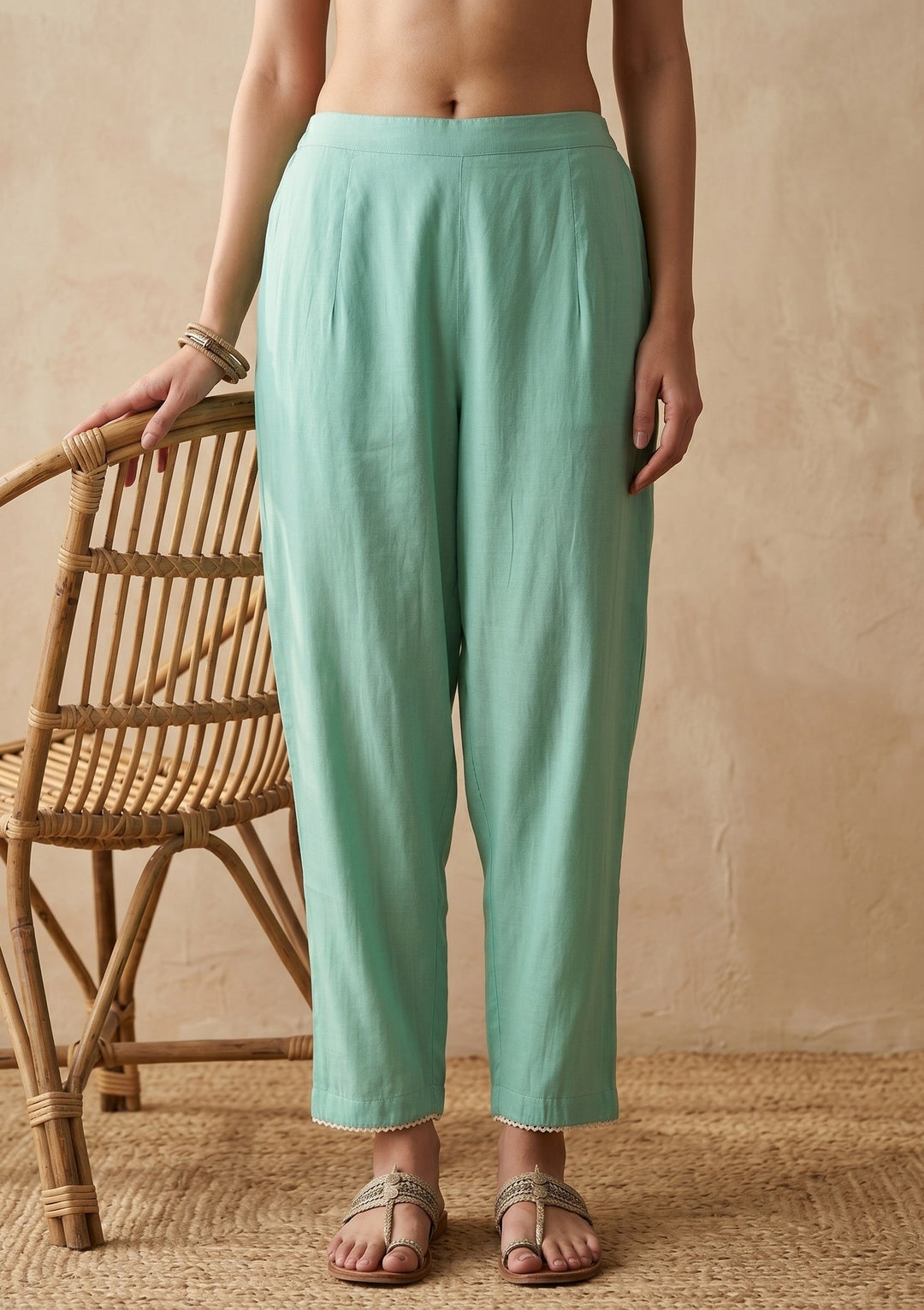 Sea Green Threadwork Art Silk Readymade Salwar Suit