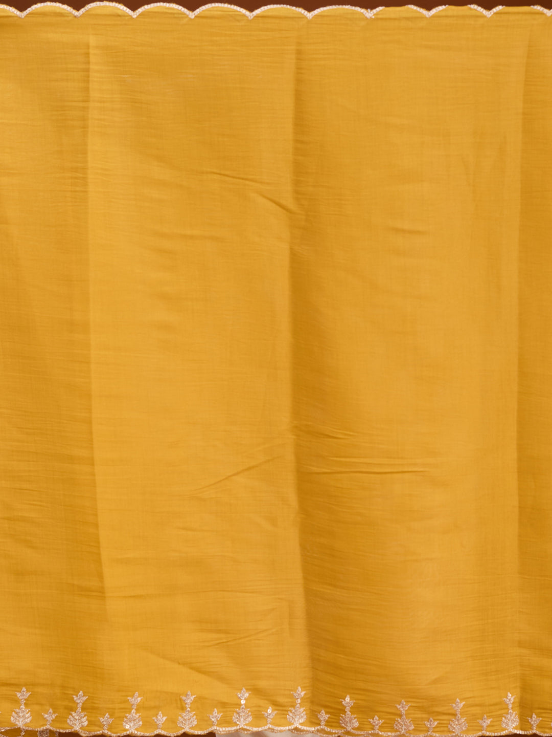Mustard Chanderi Gold Zariwork Straight Kurta With Pant Regular And Dupatta
