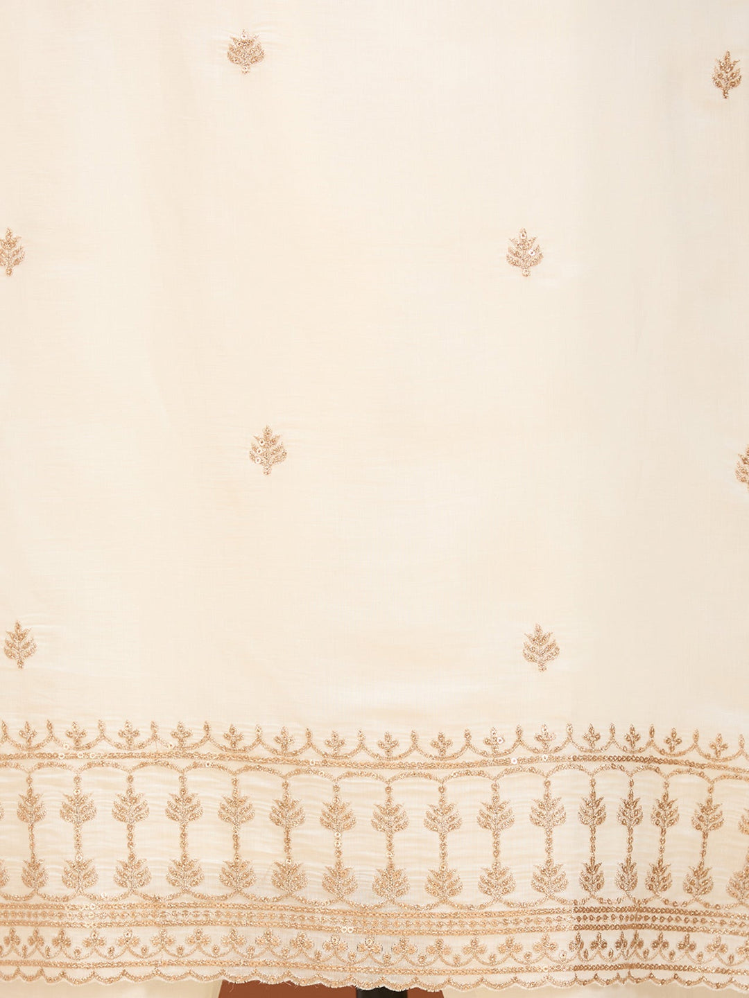 Off White Zariwork (Gold) Chanderi Readymade Salwar Suit