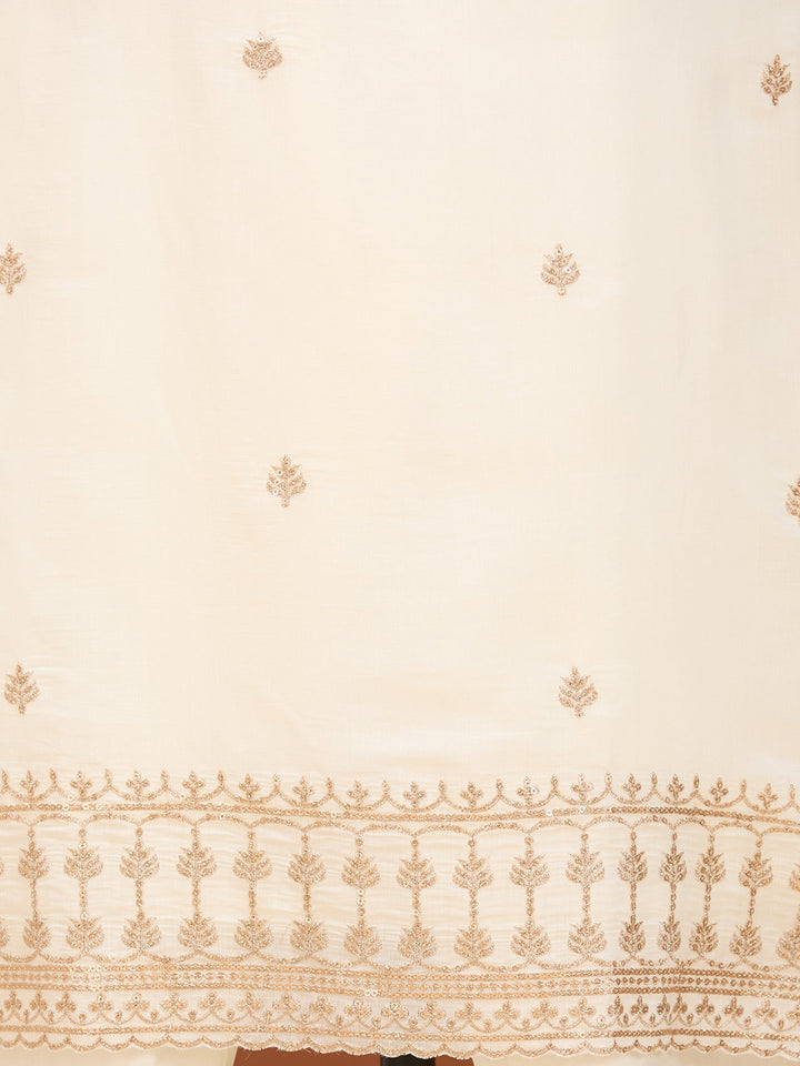 Off White Zariwork (Gold) Chanderi Readymade Salwar Suit
