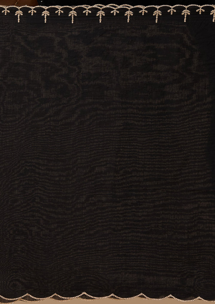 Black Zariwork (Gold) Chanderi Readymade Salwar Suit