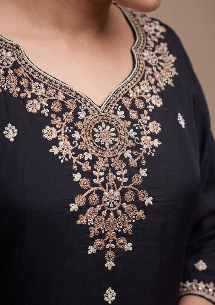 Black Cording Chanderi Readymade Salwar Suit