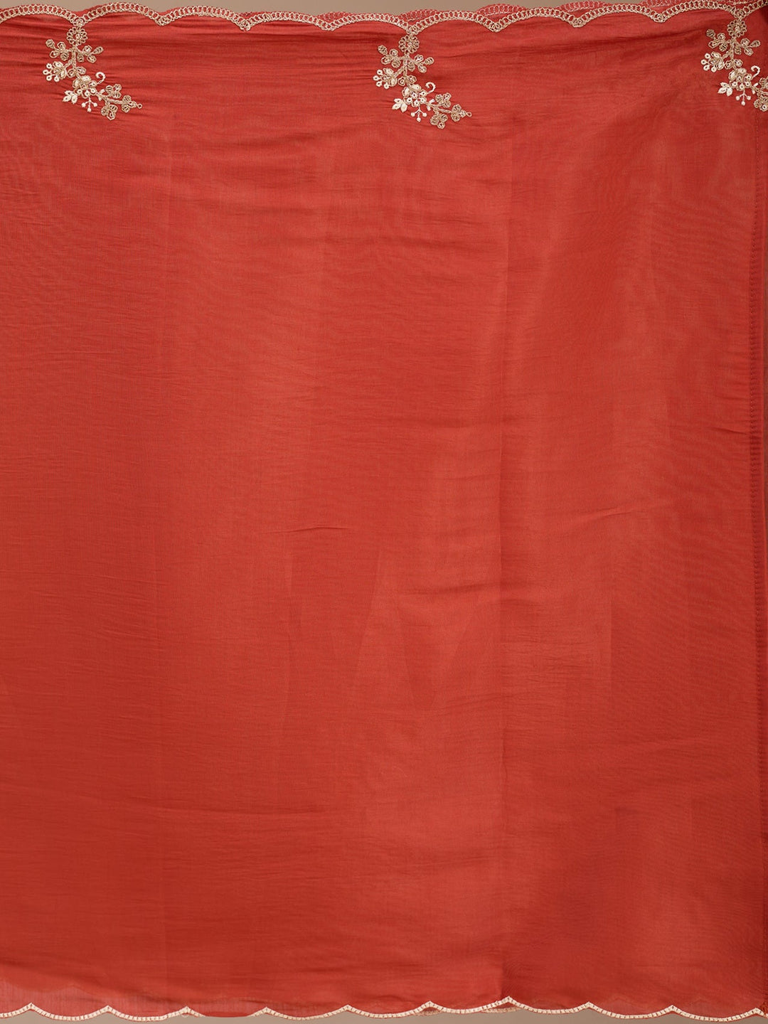 Rust Cording Chanderi Readymade Salwar Suit
