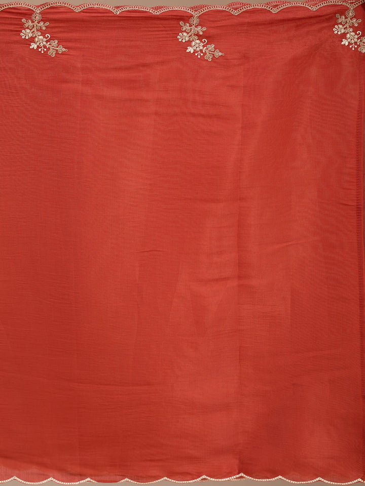 Rust Cording Chanderi Readymade Salwar Suit