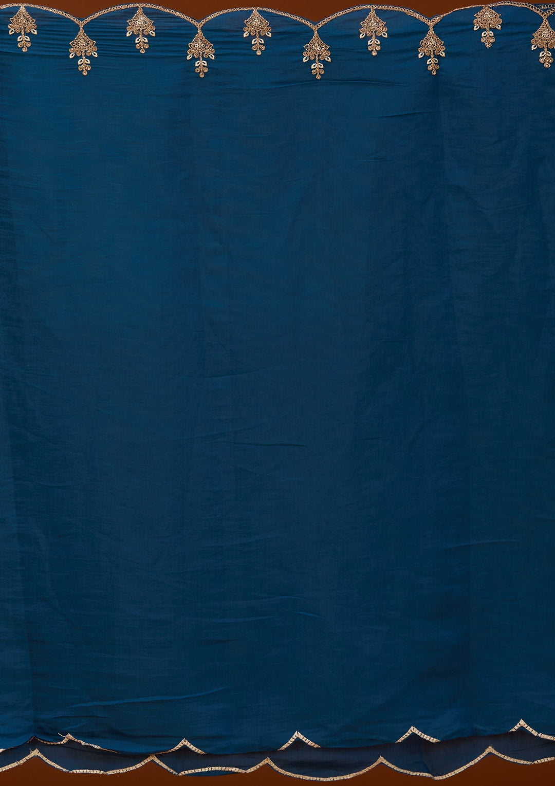 Peacock Blue Cording Chanderi Readymade Salwar Suit