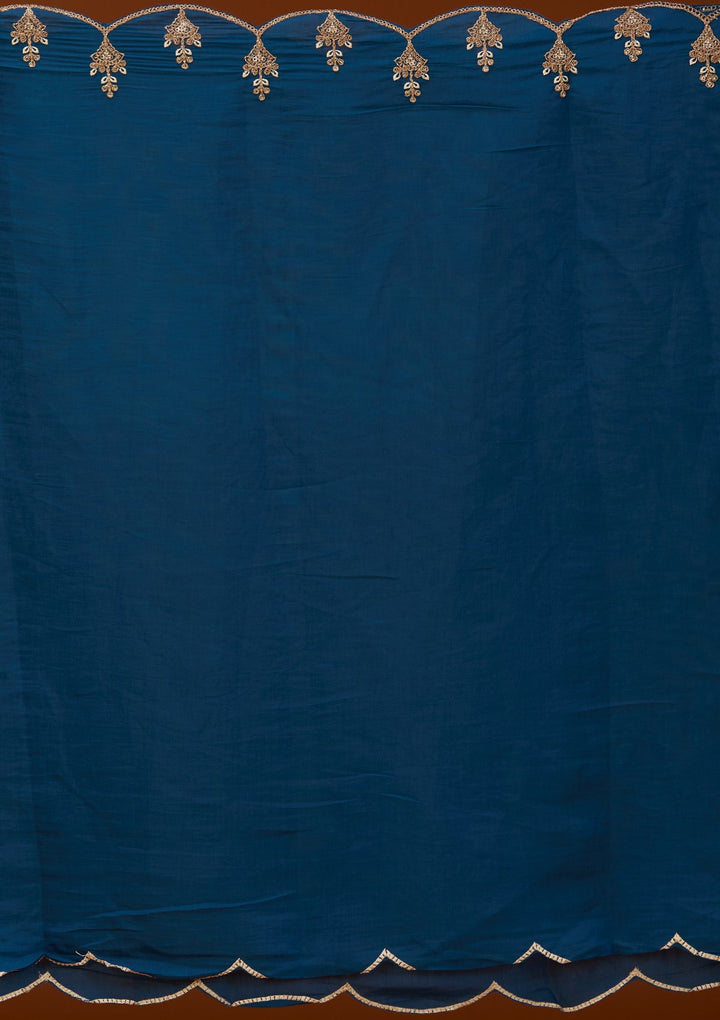 Peacock Blue Cording Chanderi Readymade Salwar Suit