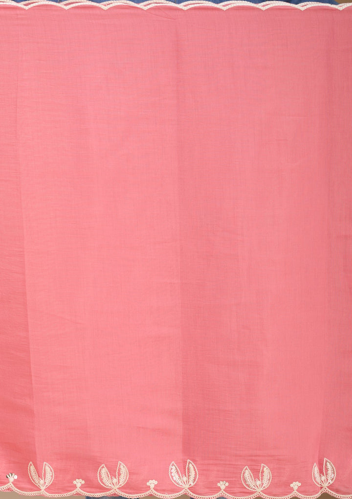 Gajari Pink Threadwork Chanderi Readymade Salwar Suit