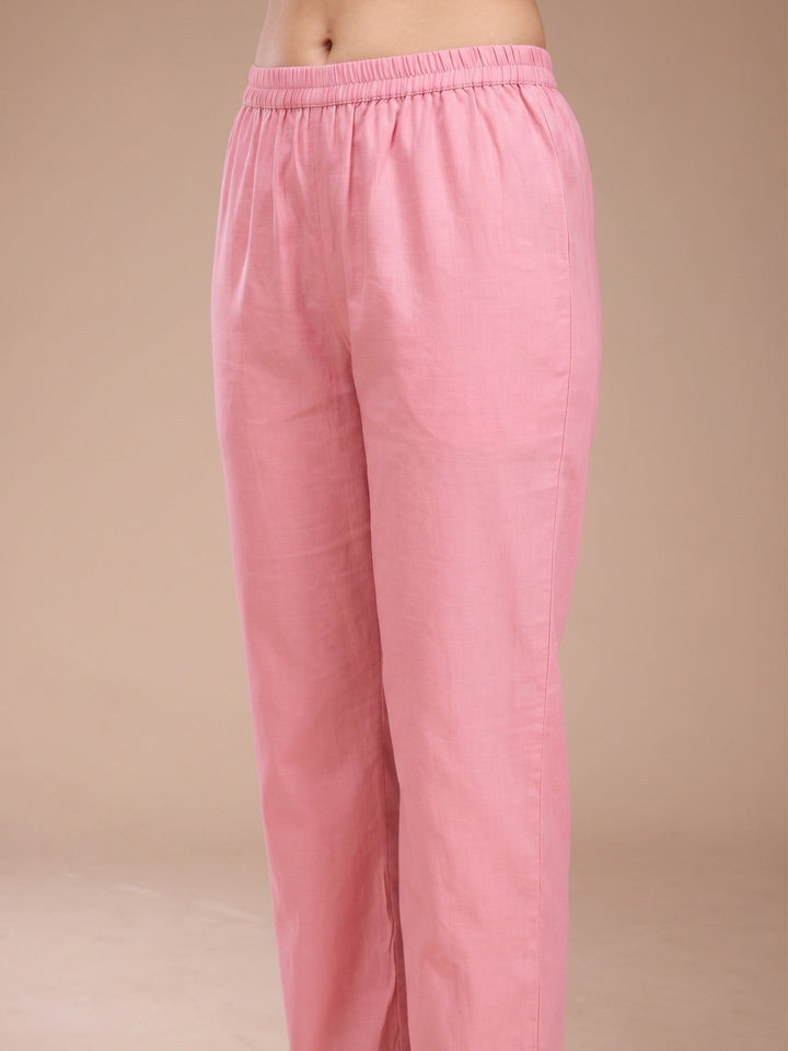 Pink Threadwork Chanderi Readymade Salwar Suit
