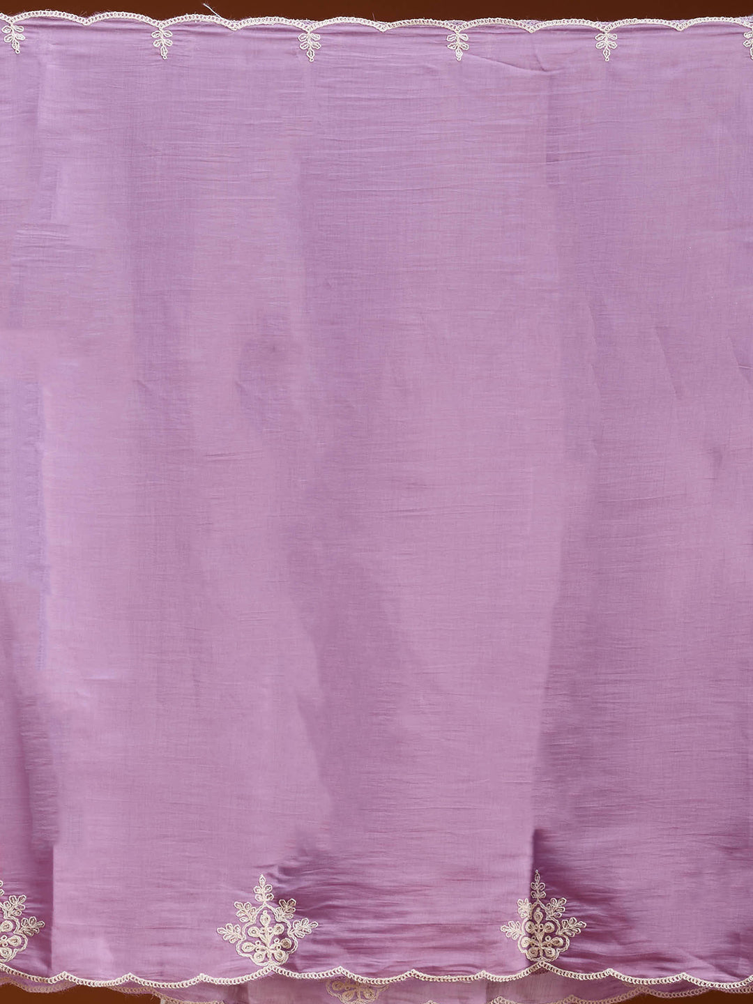 Mauve Chanderi Threadwork Straight Kurta With Pant Regular And Dupatta