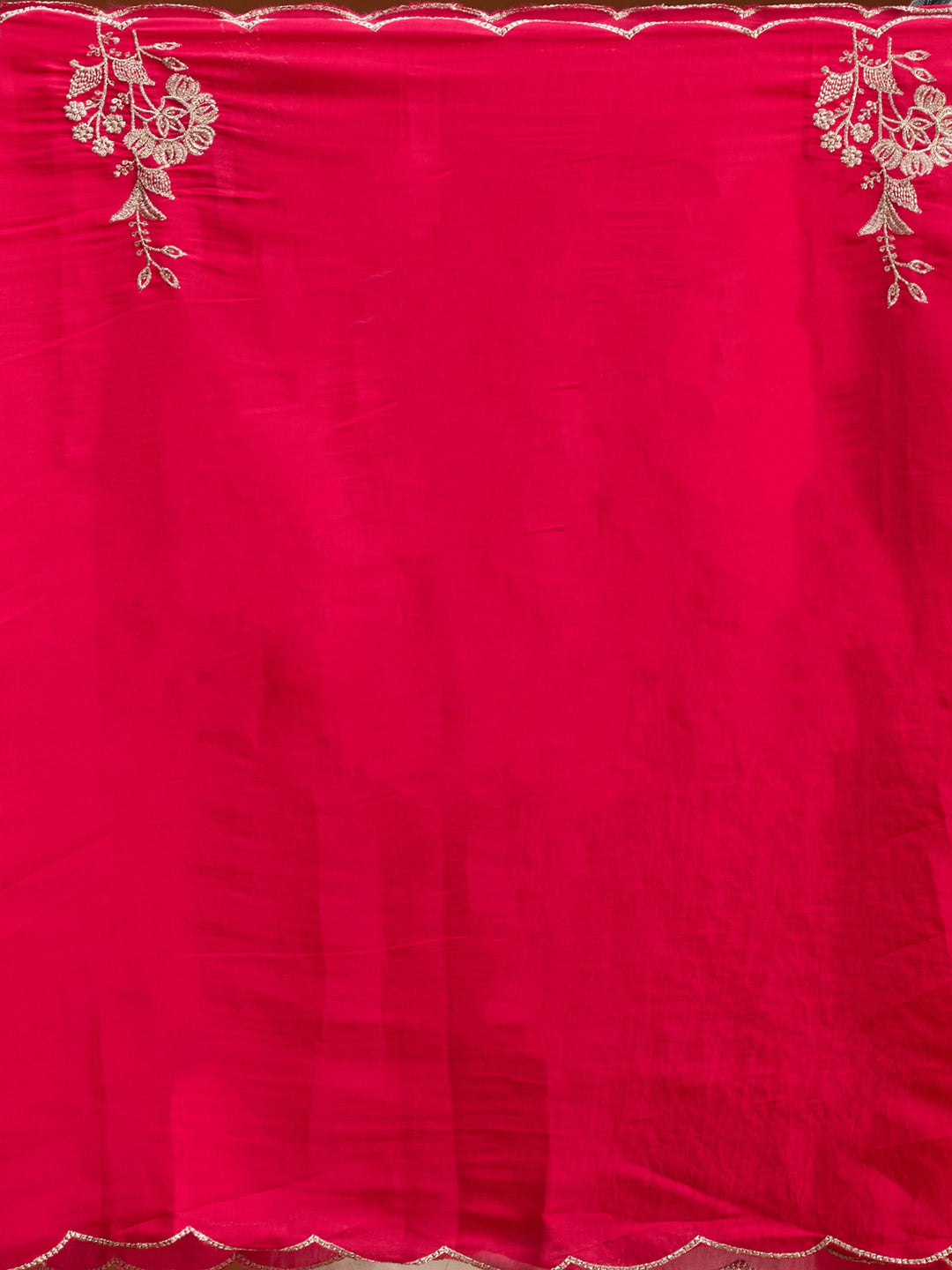 Red Zariwork (Gold) Soft Raw Silk Readymade Salwar Suit