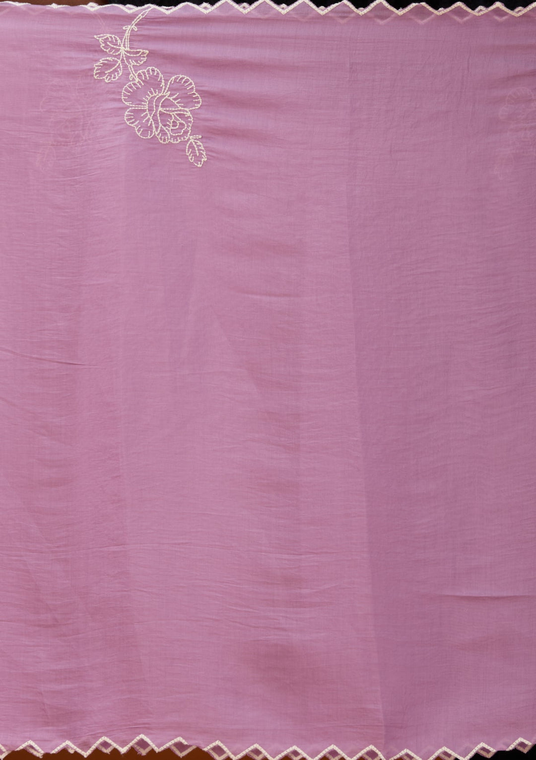 Mauve Chanderi Threadwork Straight Kurta With Pant Regular And Dupatta