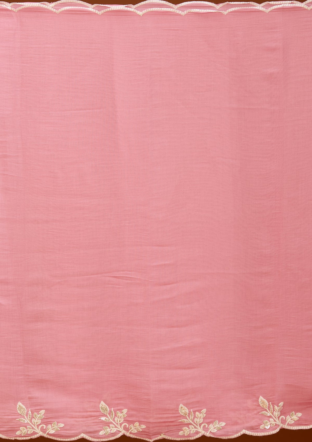 Onion Pink Chanderi Threadwork A Line Kurta With Regular Pant And Dupatta