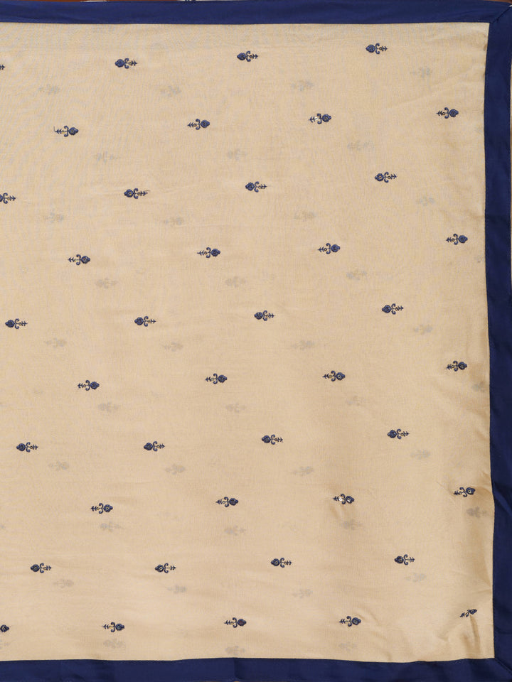 Royal Blue Art Silk Threadwork A Line Kurta With Pant Regular And Dupatta