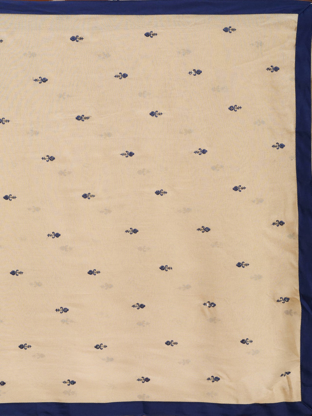Navy Blue Art Silk Threadwork A Line Kurta With Pant Regular And Dupatta