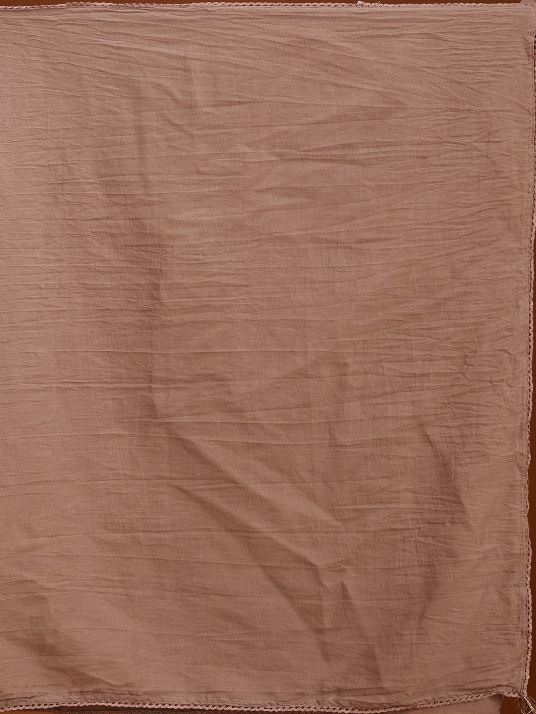Beige Brown Cotton Threadwork Straight Kurta With Pant Regular And Dupatta