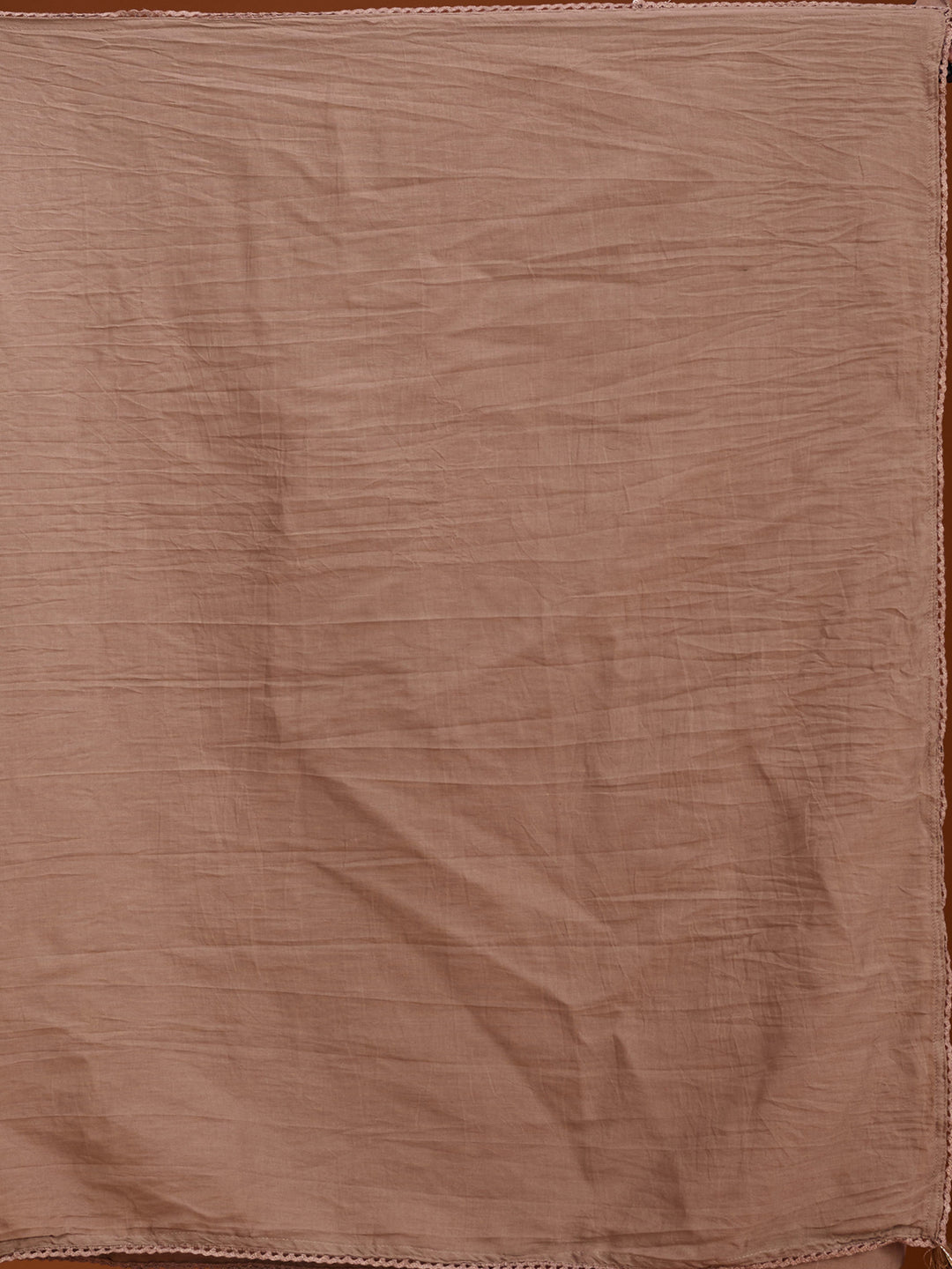 Beige Brown Cotton Threadwork Straight Kurta With Pant Regular And Dupatta