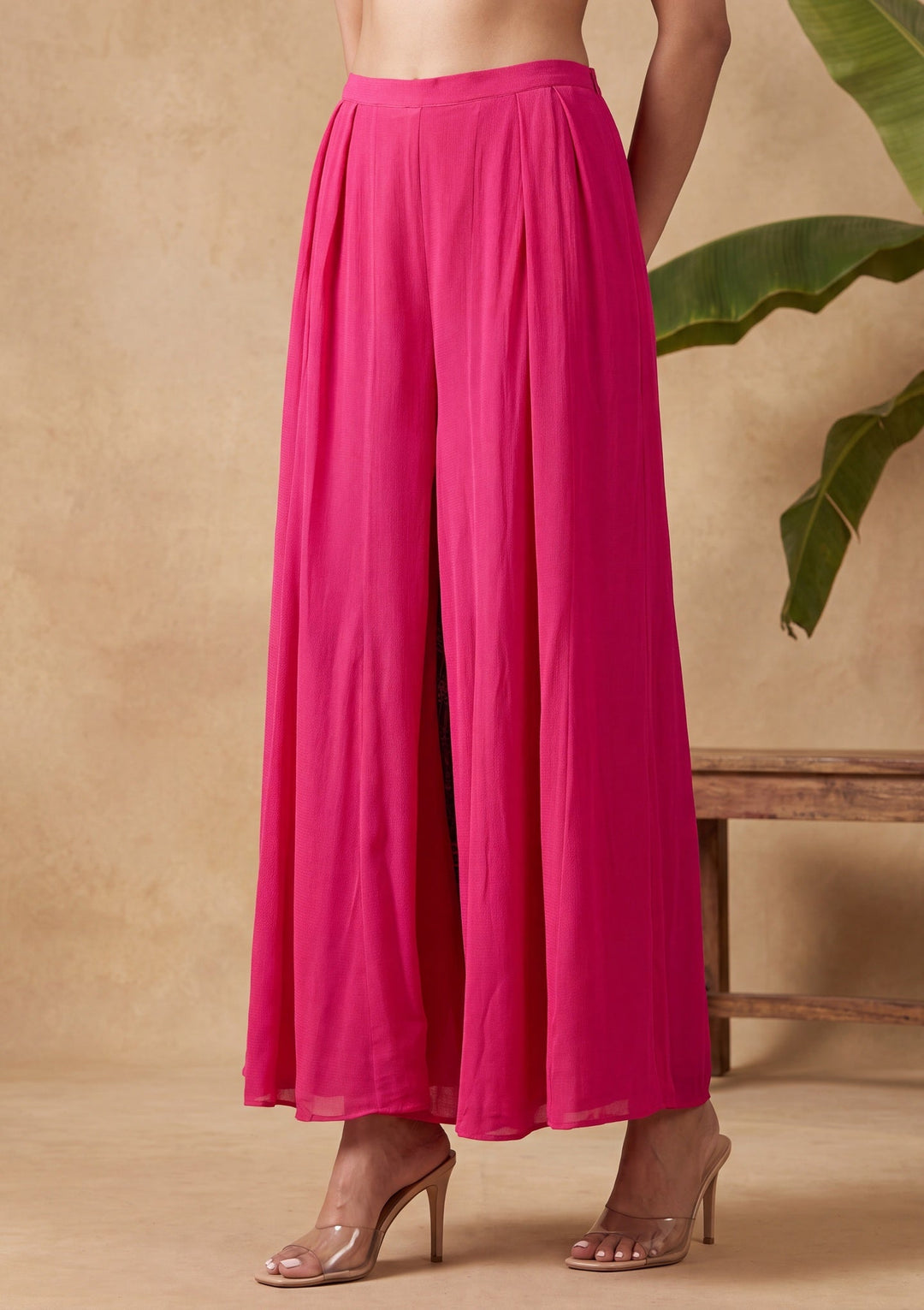 Rani Pink Zariwork (Gold) Chinon Readymade Salwar Suit