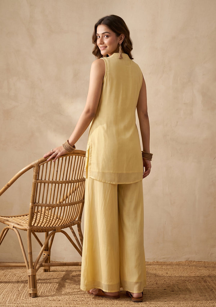 Yellow Cutdana Tissue Readymade Salwar Suit