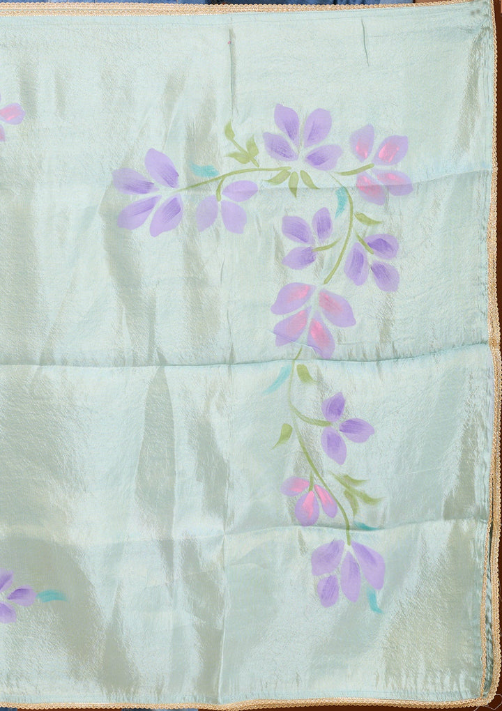 Sky Blue Cutdana Tissue Readymade Salwar Suit