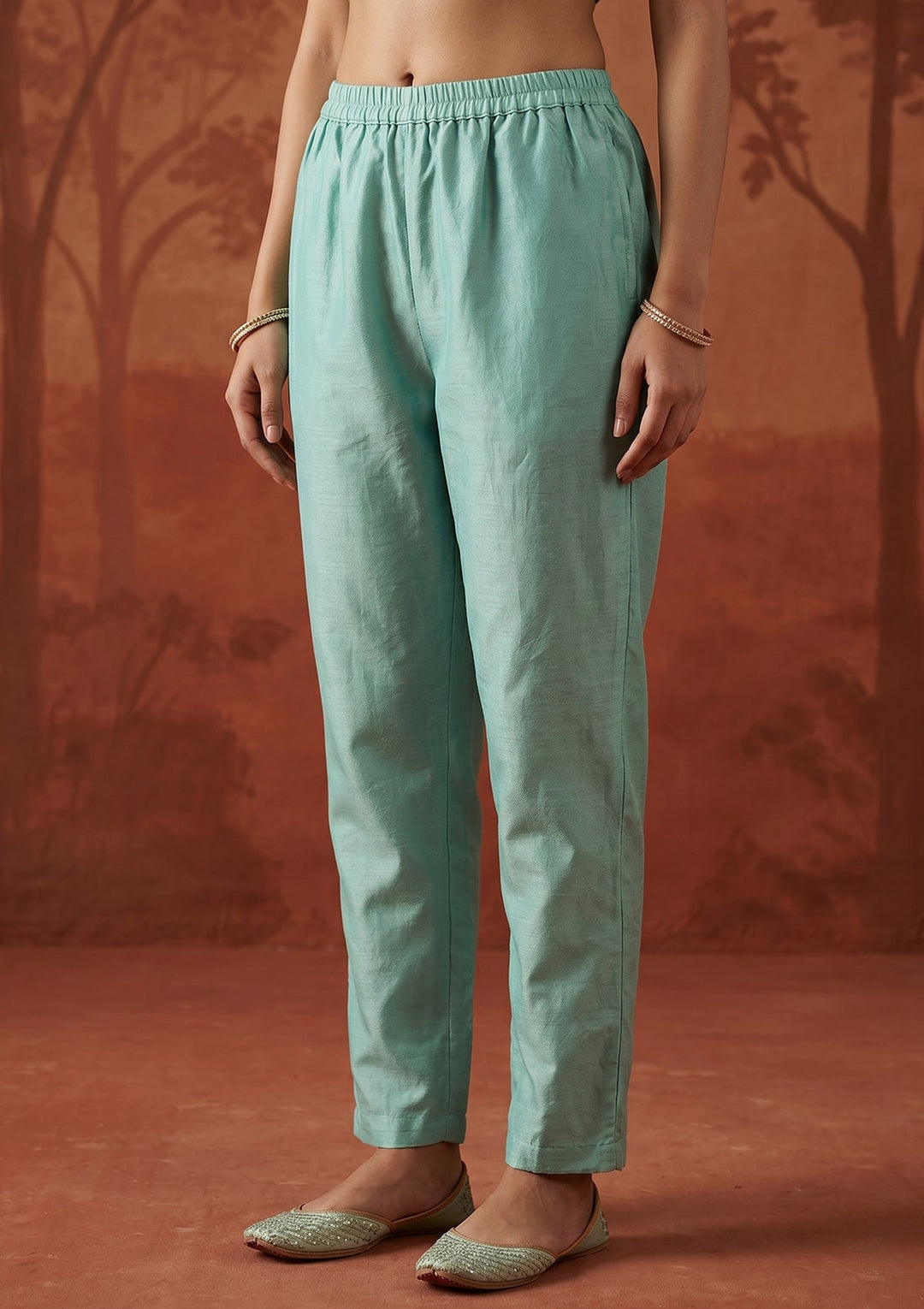 Sea Green Cutdana Tissue Readymade Salwar Suit