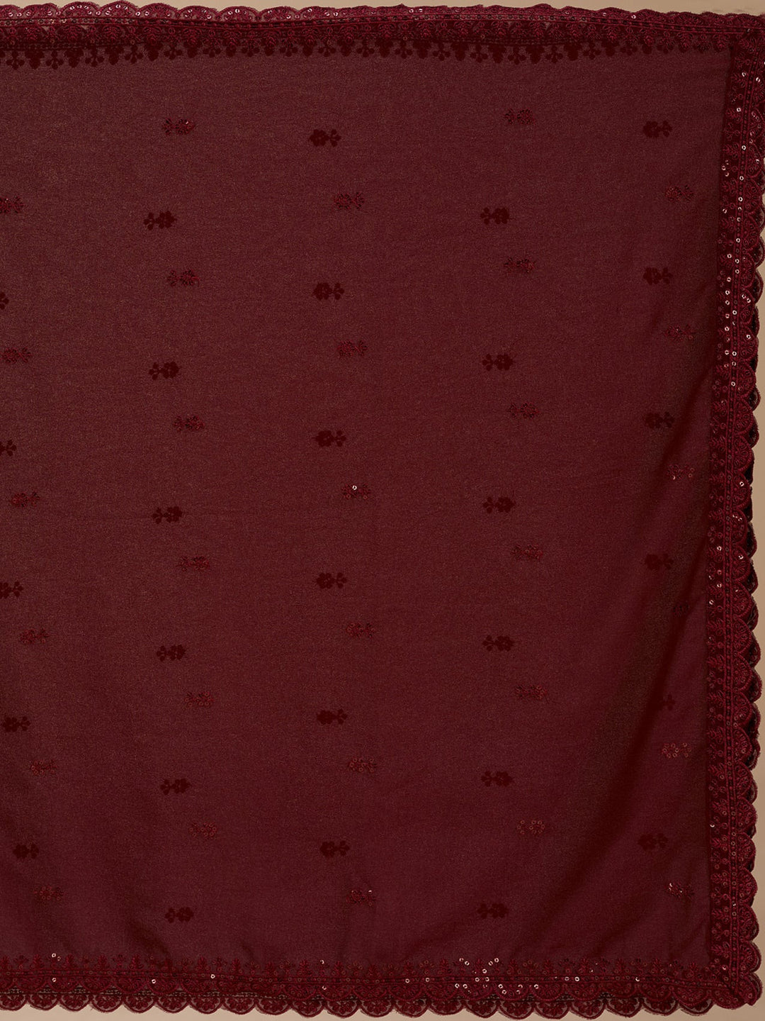 Maroon Threadwork Georgette Readymade Salwar Suit