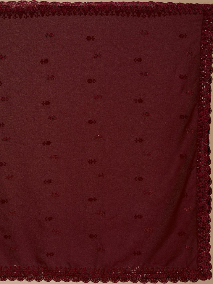 Maroon Threadwork Georgette Readymade Salwar Suit