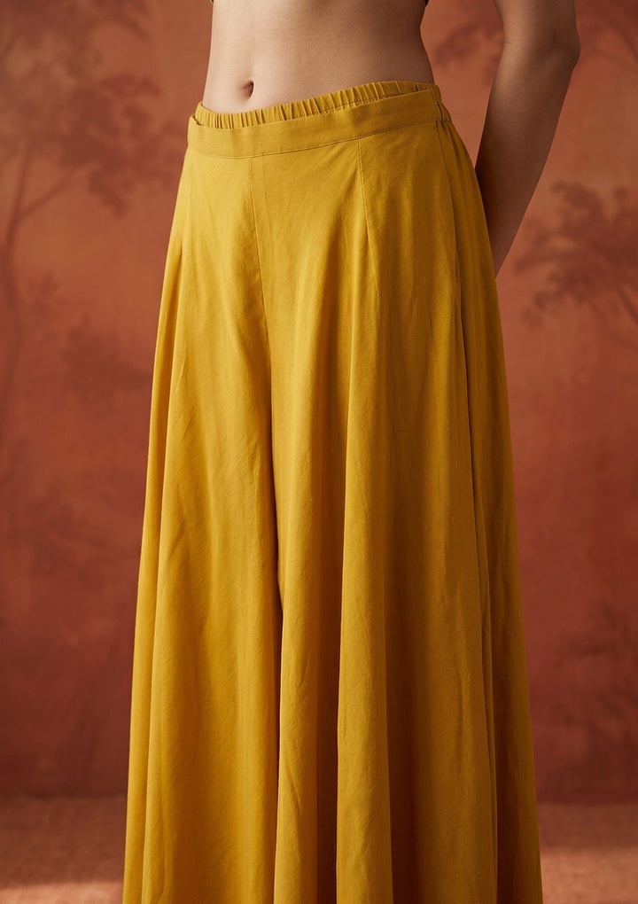 Mustard Threadwork Georgette Readymade Salwar Suit