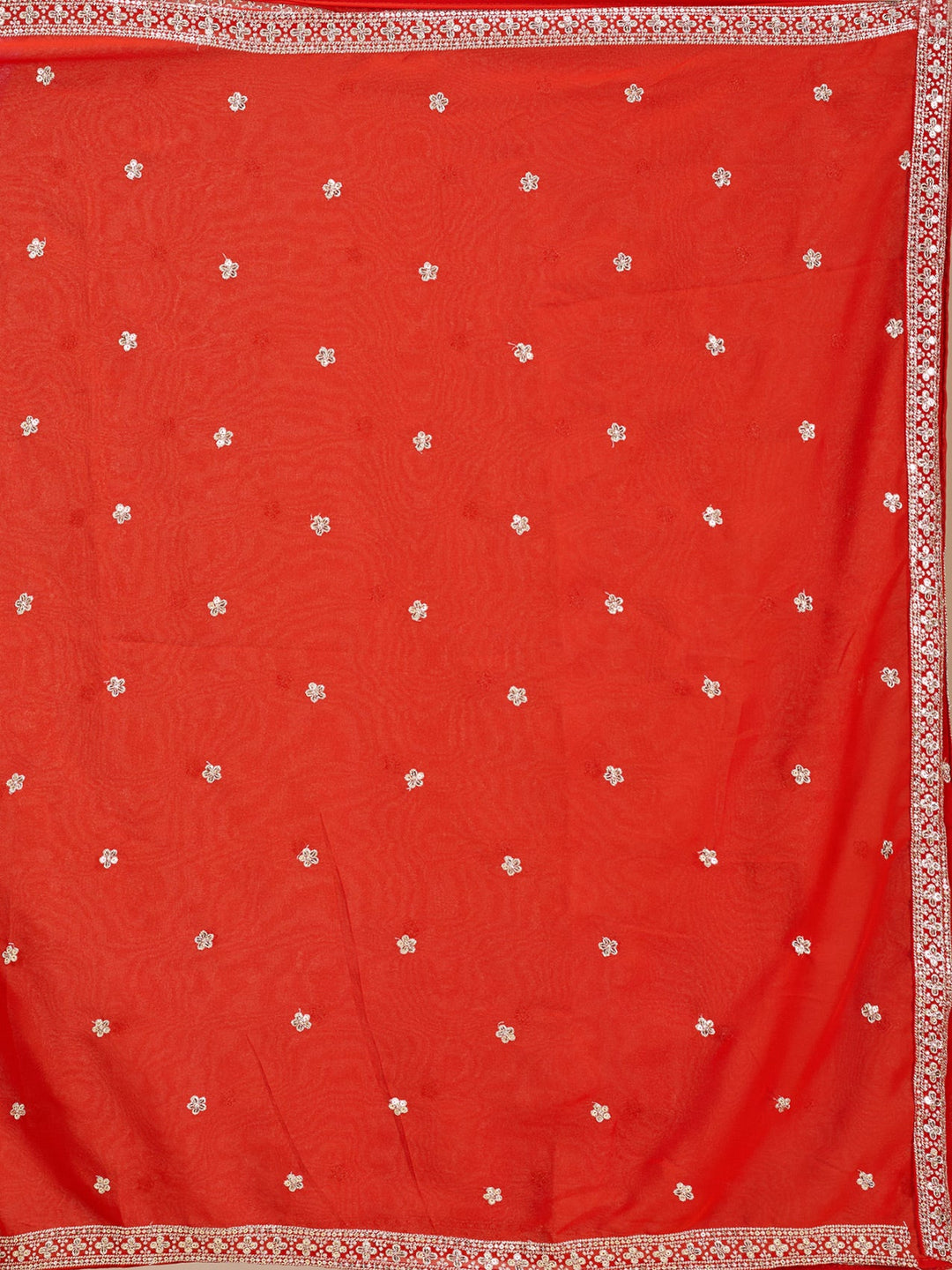 Orange Zariwork (Silver) Georgette Readymade Salwar Suit