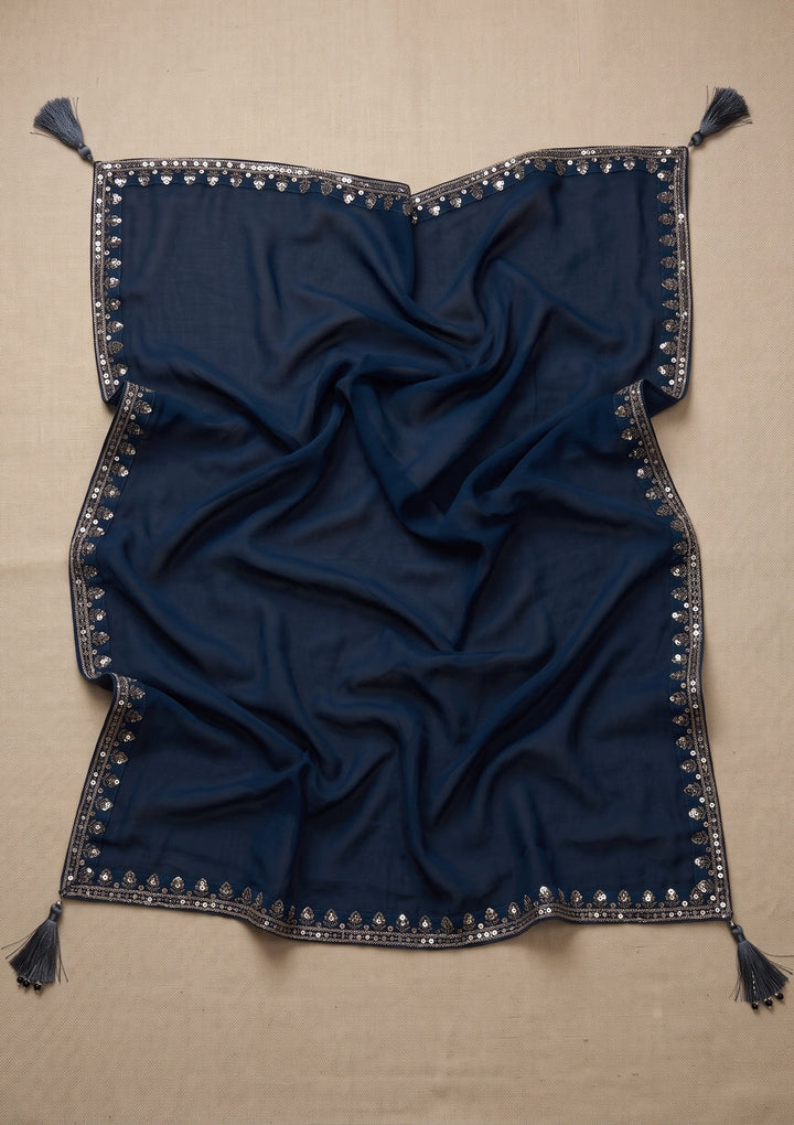 Navy Blue Cutdana Georgette Readymade Salwar Suit