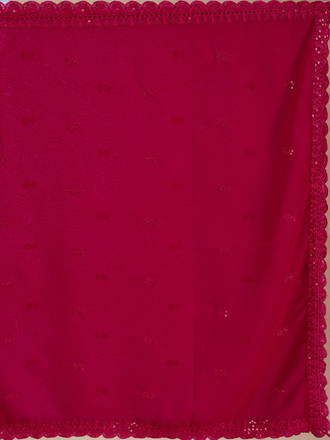 Rani Pink Threadwork Georgette Readymade Salwar Suit