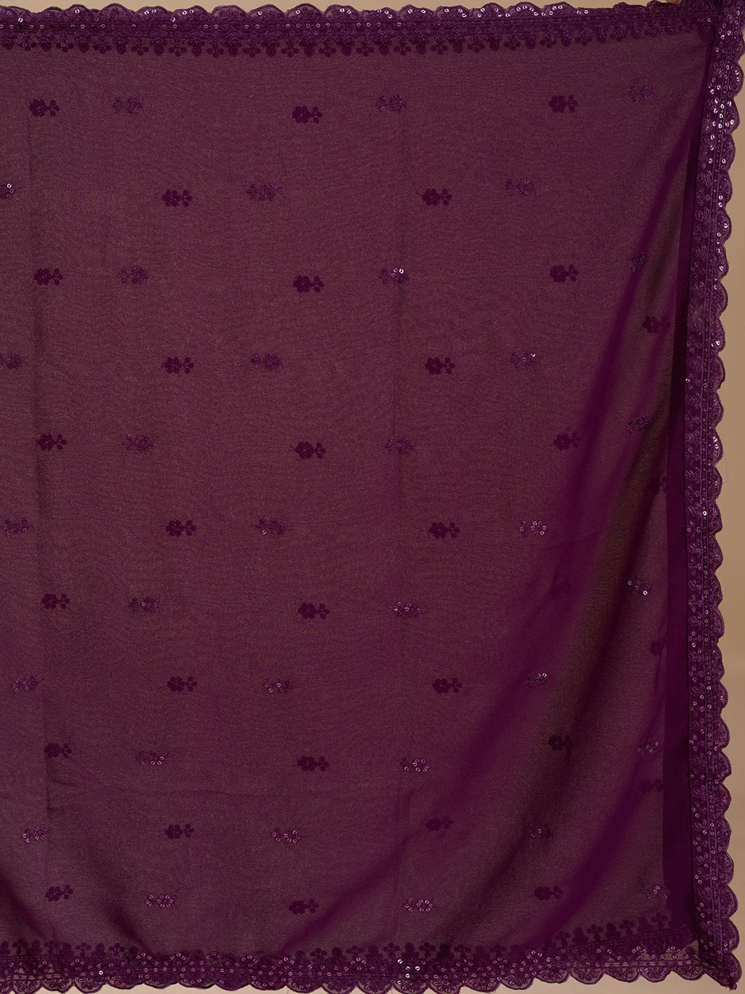 Wine Threadwork Georgette Readymade Salwar Suit