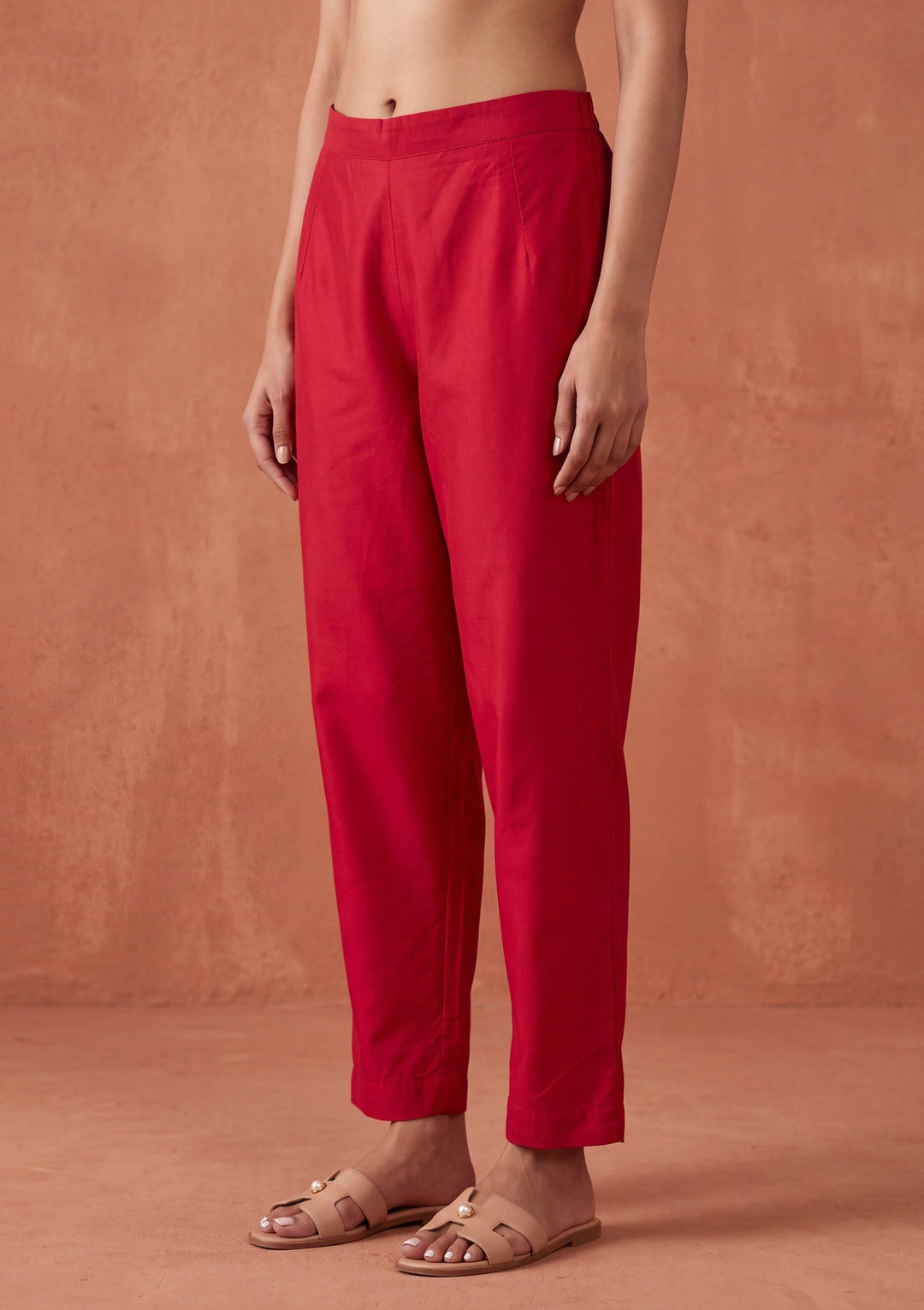 Red Cording Chanderi Readymade Salwar Suit