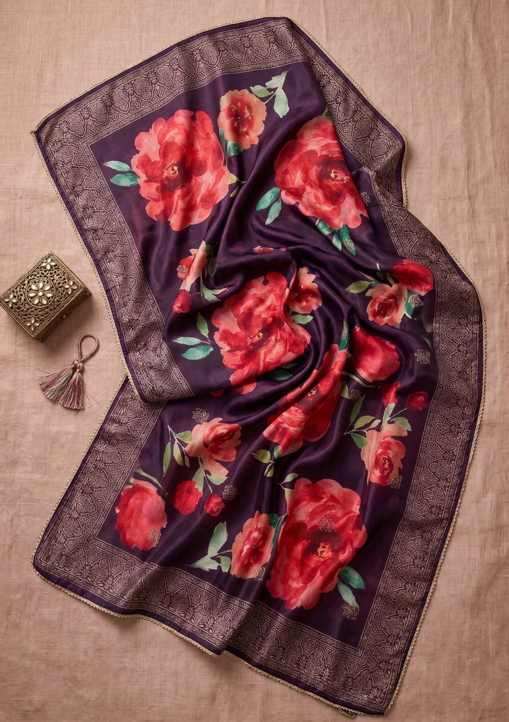 Purple Cording Silk Readymade Salwar Suit