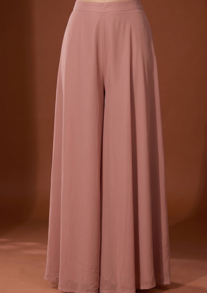 Peach Threadwork Georgette Readymade Salwar Suit
