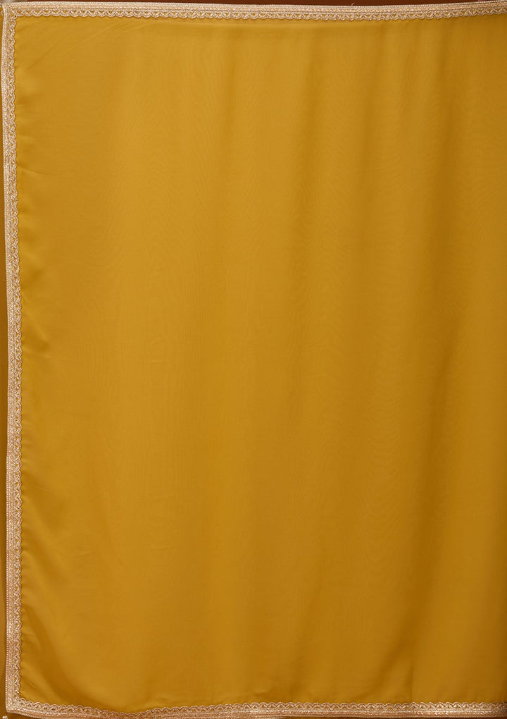 Mustard Yellow Threadwork Georgette Readymade Salwar Suit