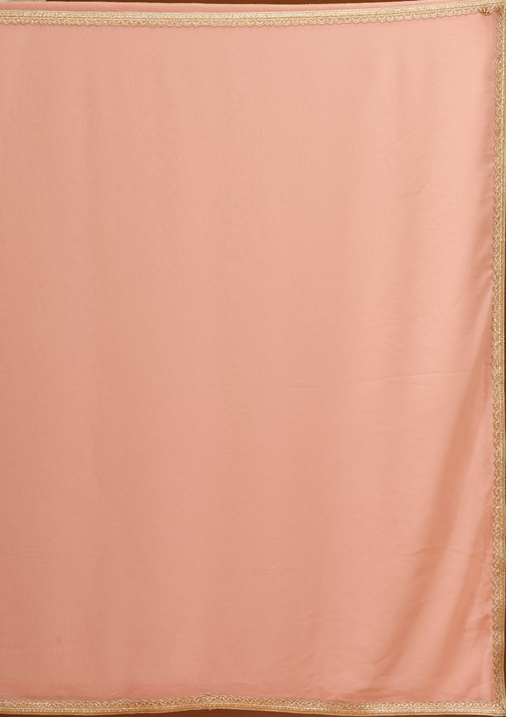 Peach Threadwork Georgette Readymade Salwar Suit