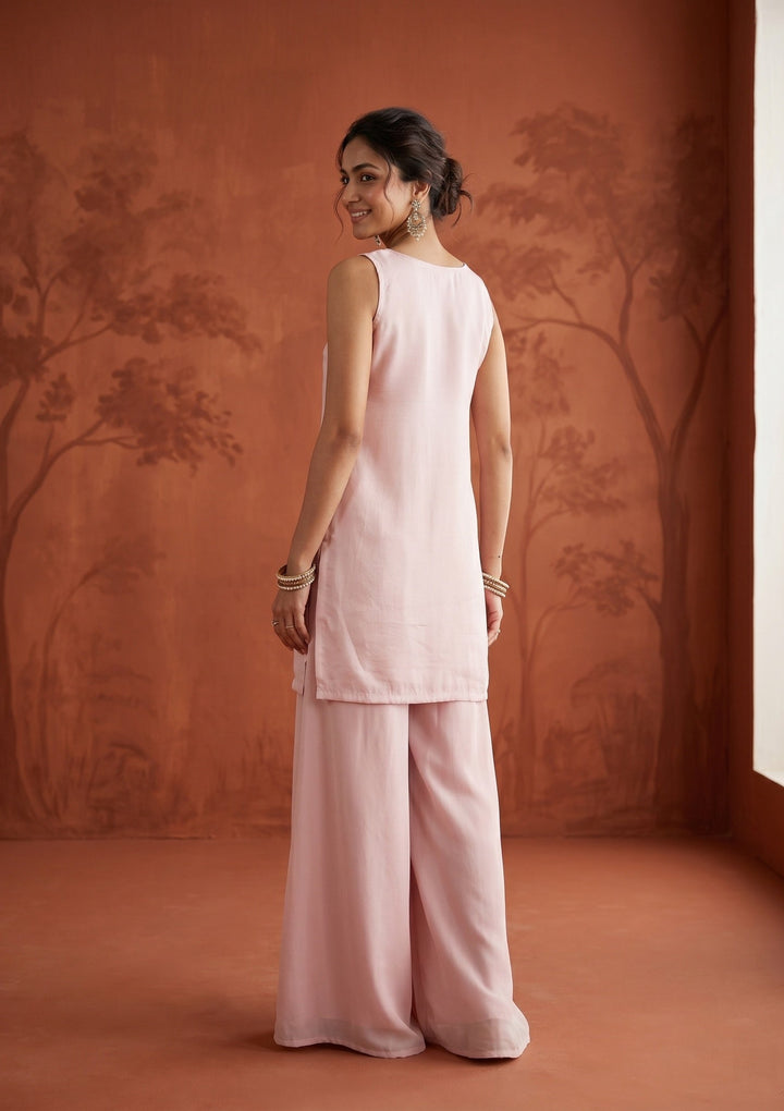 Baby Pink Cutdana Tissue Readymade Salwar Suit