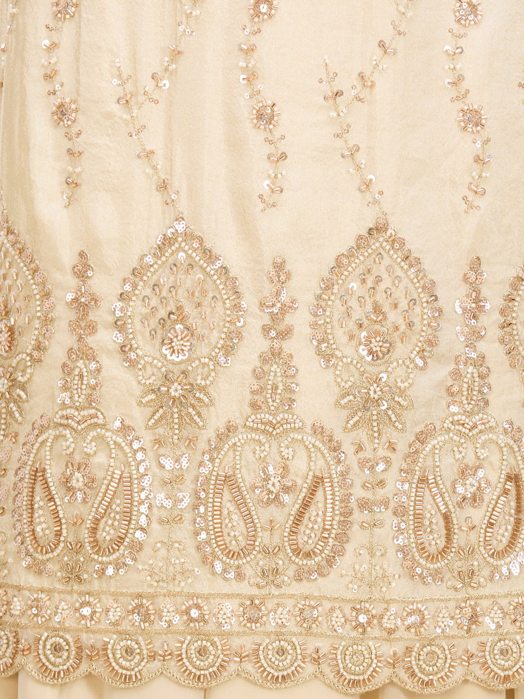 Cream Cutdana Tissue Readymade Salwar Suit