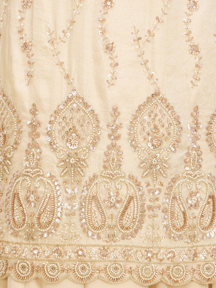 Cream Cutdana Tissue Readymade Salwar Suit